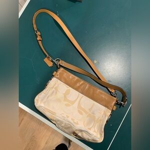 Coach Zoe hobo Tan and Cream Crossbody Bag